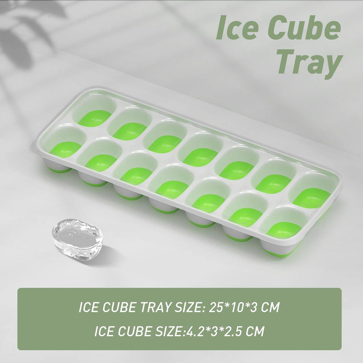 Ice Cube Tray with Lid and Bin, 3‑Pack Freezer Ice Cube Tray