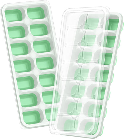 Ice Cube Tray with Lid and Bin, 3‑Pack Freezer Ice Cube Tray