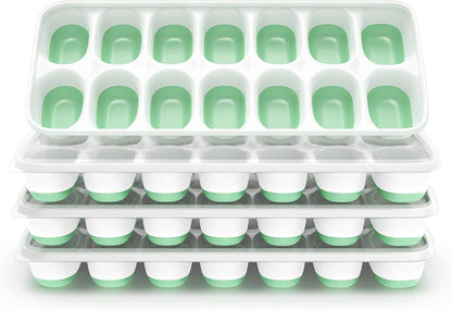 Ice Cube Tray with Lid and Bin, 3‑Pack Freezer Ice Cube Tray