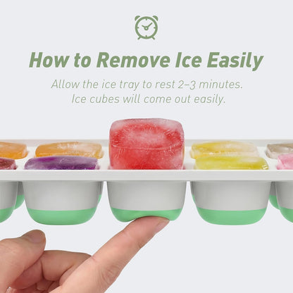 Ice Cube Tray with Lid and Bin, 3‑Pack Freezer Ice Cube Tray