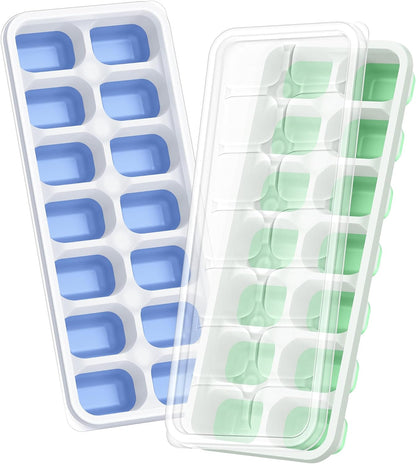 Ice Cube Tray with Lid and Bin, 3‑Pack Freezer Ice Cube Tray