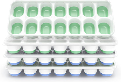 Ice Cube Tray with Lid and Bin, 3‑Pack Freezer Ice Cube Tray