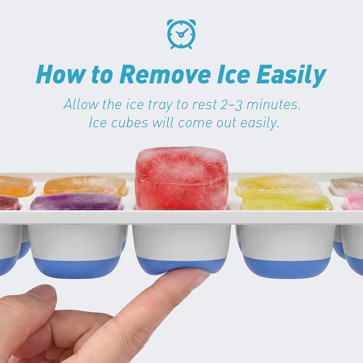 Ice Cube Tray with Lid and Bin, 3‑Pack Freezer Ice Cube Tray