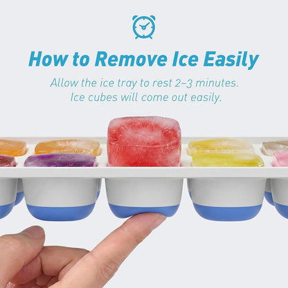 Ice Cube Tray with Lid and Bin, 3‑Pack Freezer Ice Cube Tray