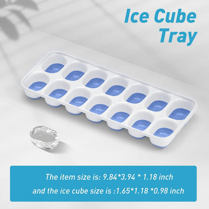 Ice Cube Tray with Lid and Bin, 3‑Pack Freezer Ice Cube Tray