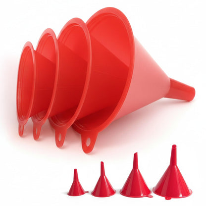 4Pcs All Purpose Plastic Funnel Set, Funnels for Kitchen & Automotive Use, Small to Large Funnels for Filling Bottles, Liquid Spices Powder Funnel for Small Bottles Cosmetic Lotion Essential Oil