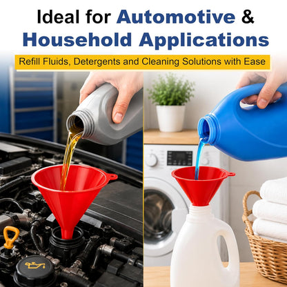 4Pcs All Purpose Plastic Funnel Set, Funnels for Kitchen & Automotive Use, Small to Large Funnels for Filling Bottles, Liquid Spices Powder Funnel for Small Bottles Cosmetic Lotion Essential Oil