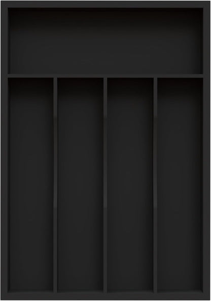 Bamboo Silverware Organizer, Kitchen Drawer Organizer, Utensil Holder, Cutlery Tray & Spoon Flatware Storage with Grooved Drawer Dividers (9.5''W x 13.5''D)