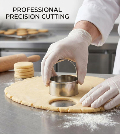 3 Pieces Round Biscuit Cutter with Handle - Stainless Steel Round Circle Doughnut Cutter Baking Molds Assorted Size