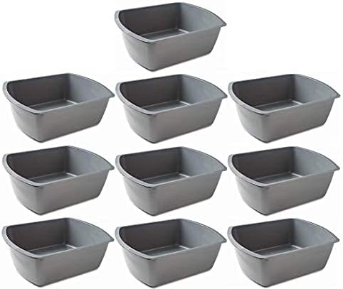 Plastic Wash Basin, 7 Qt, Rectangular, Graduated, 10 Pack | Hospital bedside soaking tub, Portable washbasin, Washing & cleaning, Foot bath, Face cleansing, Dish washing, Laundry