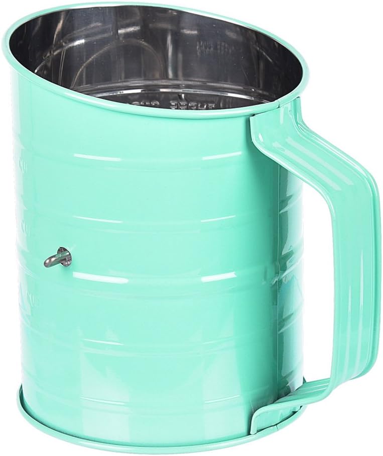 Stainless Steel Baking Hand Crank Flour Sifter with 2 Wire Agitator 3 Cup
