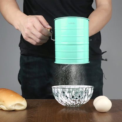 Stainless Steel Baking Hand Crank Flour Sifter with 2 Wire Agitator 3 Cup