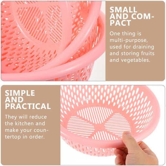 3-Piece Kitchen Sink Drain Basket Set Plastic Colanders for Washing Fruits and Vegetables with Hanging Holes 12X12X4.64 Inch