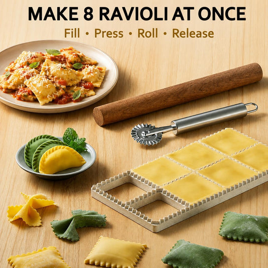 Ravioli Maker Press, 8-Holes Square Mold, Pasta Mold, Dumpling Maker