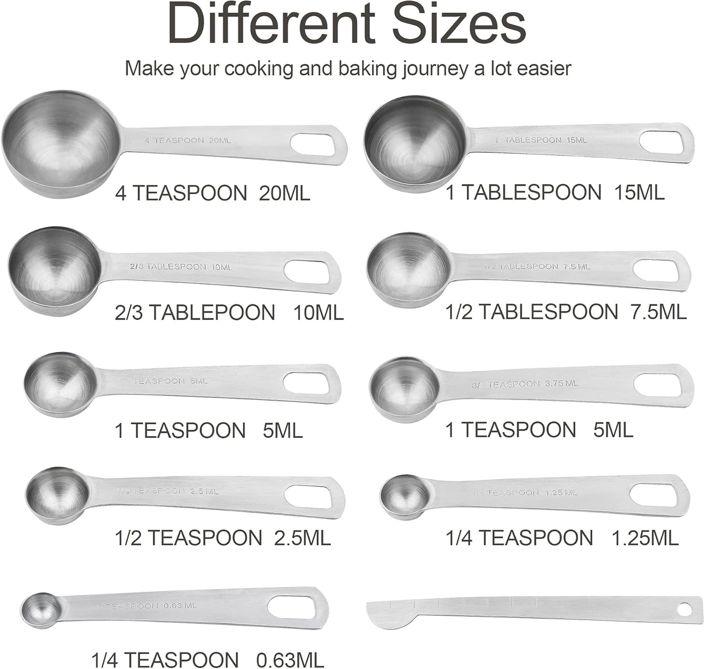 Measuring Cups and Spoons Set, 18/8 Stainless Steel Measuring Cups and Spoons for Kitchen & Baking, Heavy Duty Metric & US 8 Measuring cups, 9 Measuring Spoons Set
