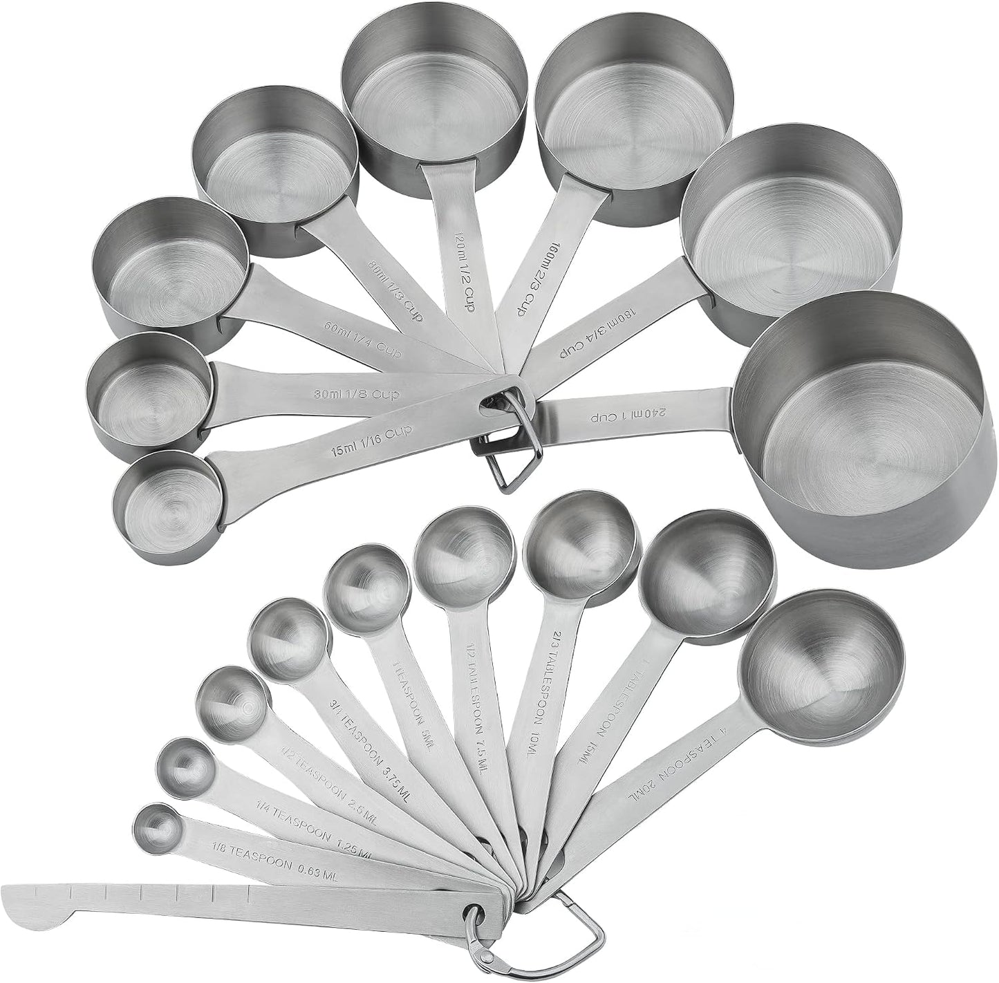 Measuring Cups and Spoons Set, 18/8 Stainless Steel Measuring Cups and Spoons for Kitchen & Baking, Heavy Duty Metric & US 8 Measuring cups, 9 Measuring Spoons Set