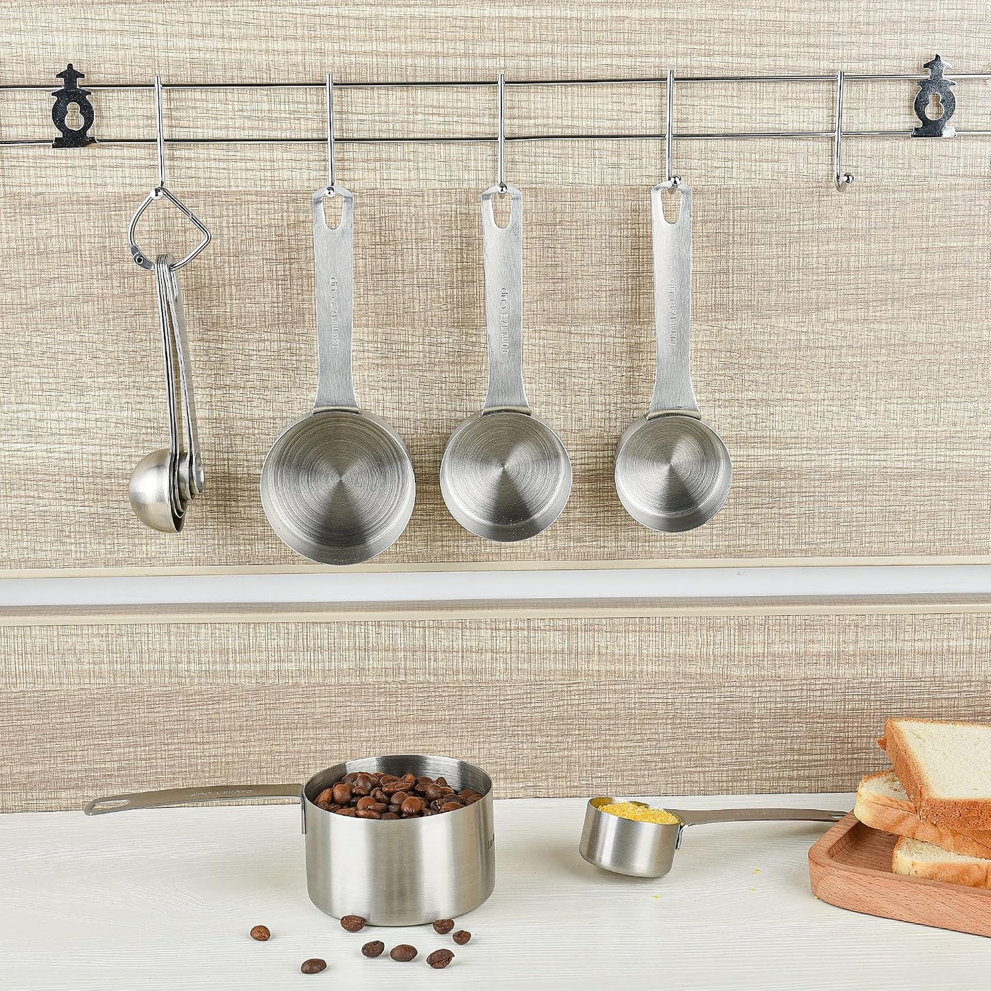 Measuring Cups and Spoons Set, 18/8 Stainless Steel Measuring Cups and Spoons for Kitchen & Baking, Heavy Duty Metric & US 8 Measuring cups, 9 Measuring Spoons Set