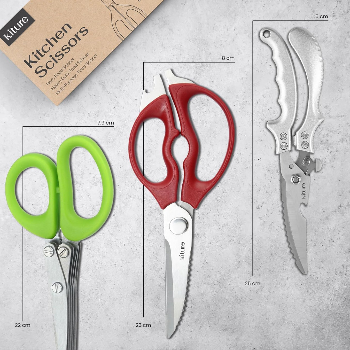 Heavy Duty Kitchen Shears - Premium Stainless Steel Cooking Scissors for Meat, Poultry, Herbs & More | Includes Bonus Herb Scissors & Poultry Shears in Giftable Box