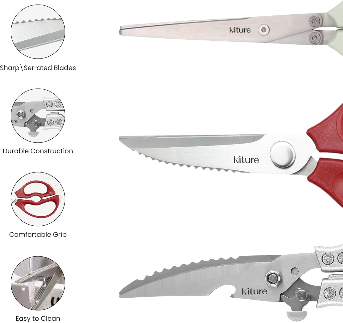 Heavy Duty Kitchen Shears - Premium Stainless Steel Cooking Scissors for Meat, Poultry, Herbs & More | Includes Bonus Herb Scissors & Poultry Shears in Giftable Box