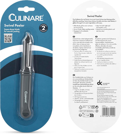 Swivel Peeler, Grey, Plastic/Stainless Steel, Manual Potato/Vegetable/Fruit Peeler, Moves Over Contours for Fast Peeling, Dishwasher Safe