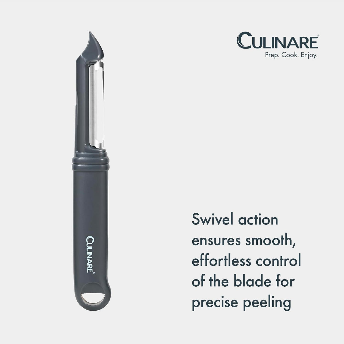 Swivel Peeler, Grey, Plastic/Stainless Steel, Manual Potato/Vegetable/Fruit Peeler, Moves Over Contours for Fast Peeling, Dishwasher Safe