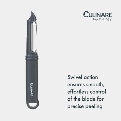 Swivel Peeler, Grey, Plastic/Stainless Steel, Manual Potato/Vegetable/Fruit Peeler, Moves Over Contours for Fast Peeling, Dishwasher Safe