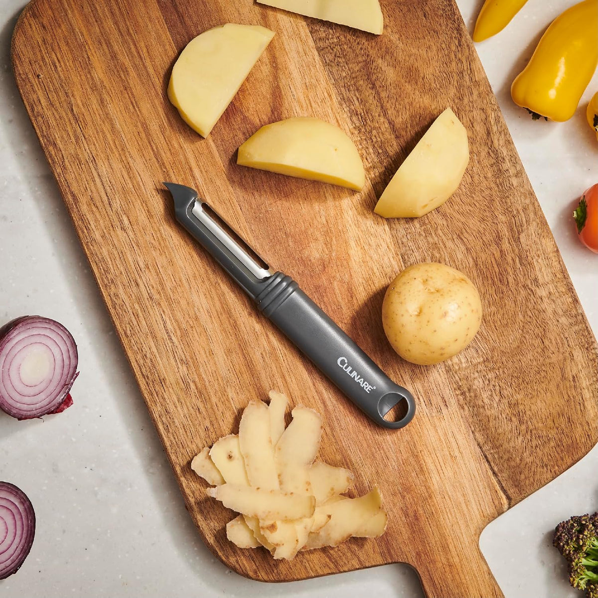 Swivel Peeler, Grey, Plastic/Stainless Steel, Manual Potato/Vegetable/Fruit Peeler, Moves Over Contours for Fast Peeling, Dishwasher Safe