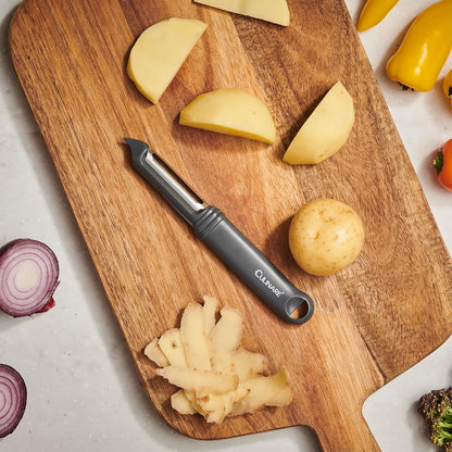 Swivel Peeler, Grey, Plastic/Stainless Steel, Manual Potato/Vegetable/Fruit Peeler, Moves Over Contours for Fast Peeling, Dishwasher Safe