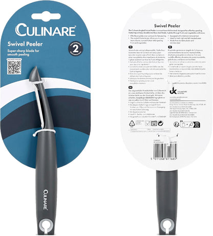Swivel Peeler, Grey, Plastic/Stainless Steel, Manual Potato/Vegetable/Fruit Peeler, Moves Over Contours for Fast Peeling, Dishwasher Safe