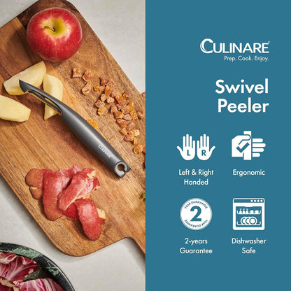 Swivel Peeler, Grey, Plastic/Stainless Steel, Manual Potato/Vegetable/Fruit Peeler, Moves Over Contours for Fast Peeling, Dishwasher Safe