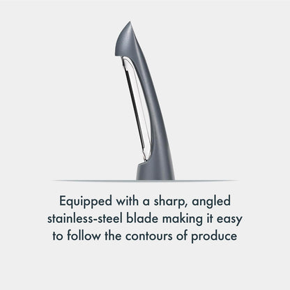 Swivel Peeler, Grey, Plastic/Stainless Steel, Manual Potato/Vegetable/Fruit Peeler, Moves Over Contours for Fast Peeling, Dishwasher Safe