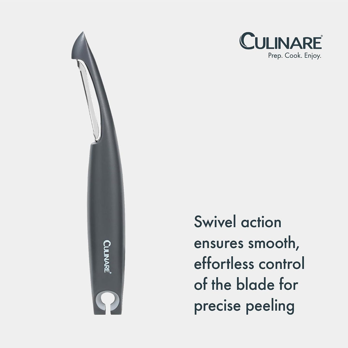 Swivel Peeler, Grey, Plastic/Stainless Steel, Manual Potato/Vegetable/Fruit Peeler, Moves Over Contours for Fast Peeling, Dishwasher Safe