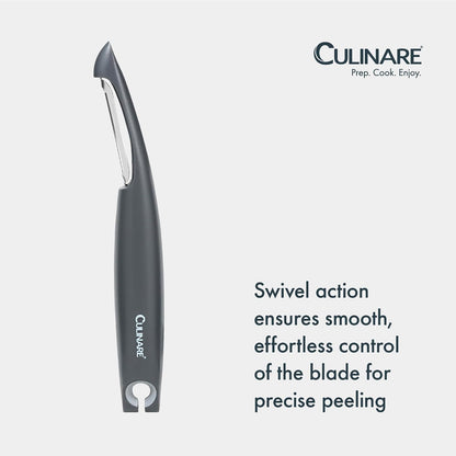 Swivel Peeler, Grey, Plastic/Stainless Steel, Manual Potato/Vegetable/Fruit Peeler, Moves Over Contours for Fast Peeling, Dishwasher Safe