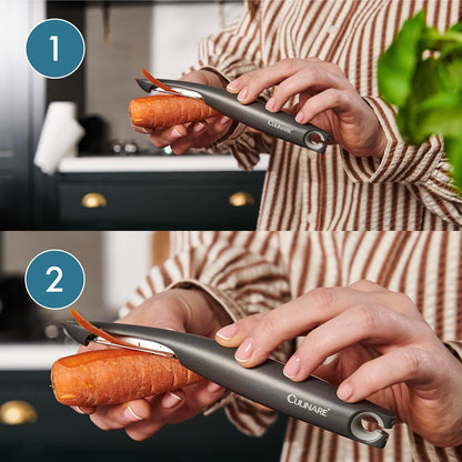 Swivel Peeler, Grey, Plastic/Stainless Steel, Manual Potato/Vegetable/Fruit Peeler, Moves Over Contours for Fast Peeling, Dishwasher Safe