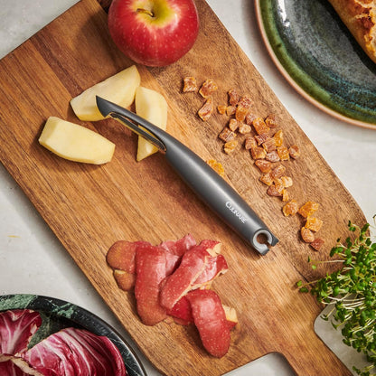 Swivel Peeler, Grey, Plastic/Stainless Steel, Manual Potato/Vegetable/Fruit Peeler, Moves Over Contours for Fast Peeling, Dishwasher Safe