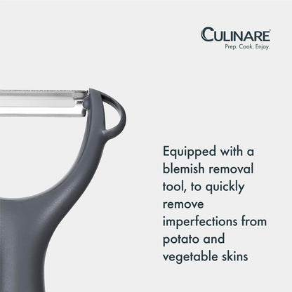Swivel Peeler, Grey, Plastic/Stainless Steel, Manual Potato/Vegetable/Fruit Peeler, Moves Over Contours for Fast Peeling, Dishwasher Safe