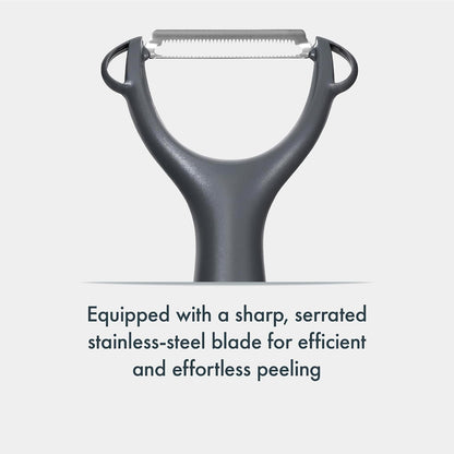Swivel Peeler, Grey, Plastic/Stainless Steel, Manual Potato/Vegetable/Fruit Peeler, Moves Over Contours for Fast Peeling, Dishwasher Safe