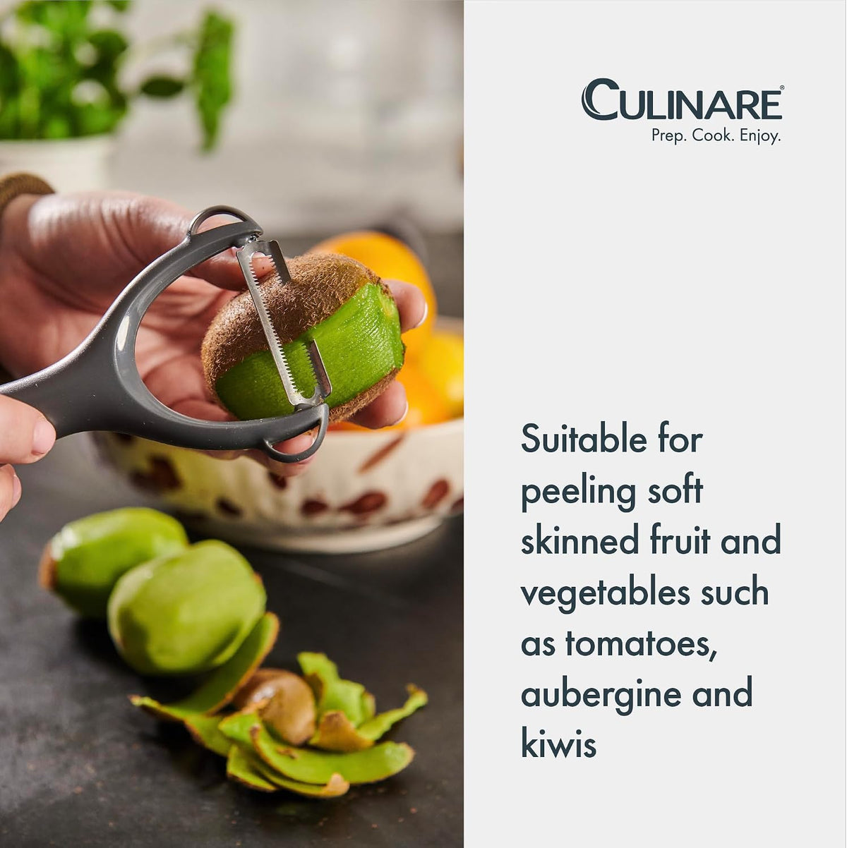 Swivel Peeler, Grey, Plastic/Stainless Steel, Manual Potato/Vegetable/Fruit Peeler, Moves Over Contours for Fast Peeling, Dishwasher Safe