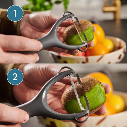 Swivel Peeler, Grey, Plastic/Stainless Steel, Manual Potato/Vegetable/Fruit Peeler, Moves Over Contours for Fast Peeling, Dishwasher Safe
