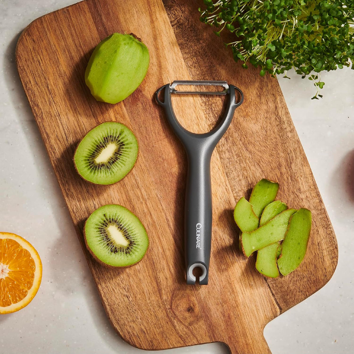 Swivel Peeler, Grey, Plastic/Stainless Steel, Manual Potato/Vegetable/Fruit Peeler, Moves Over Contours for Fast Peeling, Dishwasher Safe