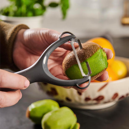 Swivel Peeler, Grey, Plastic/Stainless Steel, Manual Potato/Vegetable/Fruit Peeler, Moves Over Contours for Fast Peeling, Dishwasher Safe