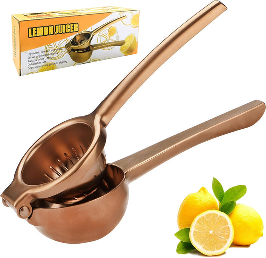 Lemon Squeezer, Large Heavy Duty Handhelp Juicer for Lemon | Stainless Steel Hand Press Citrus Juicer, Lime Squeezer Bar Tool, Manual Citrus Press (Rose Gold)
