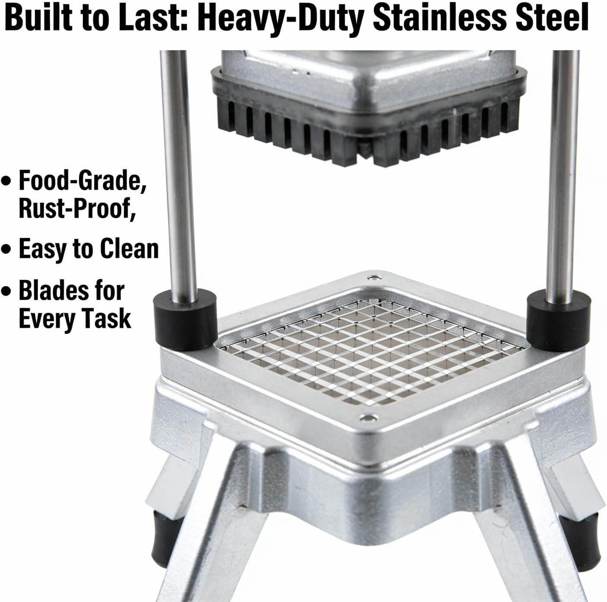 French Fry Cutter Commercial Vegetable Dicer Potato Fries Cutter Machine with 3 Blades(1/2-Inch, 3/8-Inch, 1/4-Inch) Blades,Heavy Duty Cutter for Potato Tomato Onion Mushroom