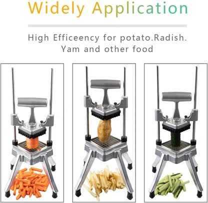 French Fry Cutter Commercial Vegetable Dicer Potato Fries Cutter Machine with 3 Blades(1/2-Inch, 3/8-Inch, 1/4-Inch) Blades,Heavy Duty Cutter for Potato Tomato Onion Mushroom