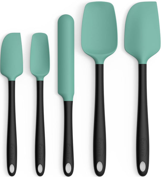 Silicone Spatula Set of 5,High Temperature Resistant, Food Grade Silicone, Dishwasher Safe, for Baking, Cooking (Aqua Green)