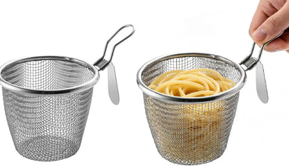 2pcs Stainless Steel Pasta Basket, Mesh Spider Food Dumpling Noodle Strainer, Fine Mesh Strainer with Handle, Food Strainers