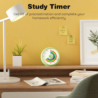 Visual Timer for Kids, 60-Minute Countdown for Classroom Office Kitchen, Desk Timer Kids Time Management Tools with Silent Operation, Pomodoro Timer Rainbow Pattern Purple