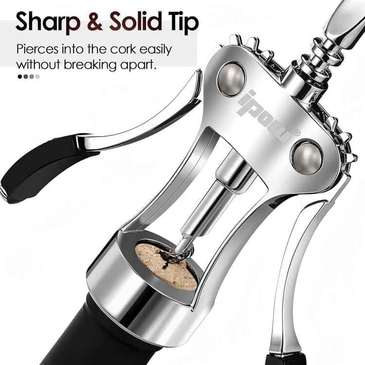 Wine Bottle Opener, Solid Zinc Alloy Corkscrew, Effortless Cork Removal