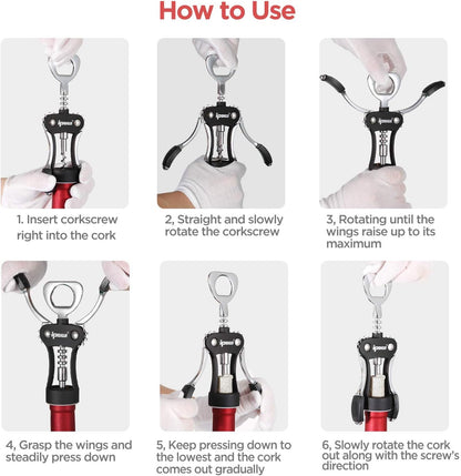 Wine Bottle Opener, Solid Zinc Alloy Corkscrew, Effortless Cork Removal