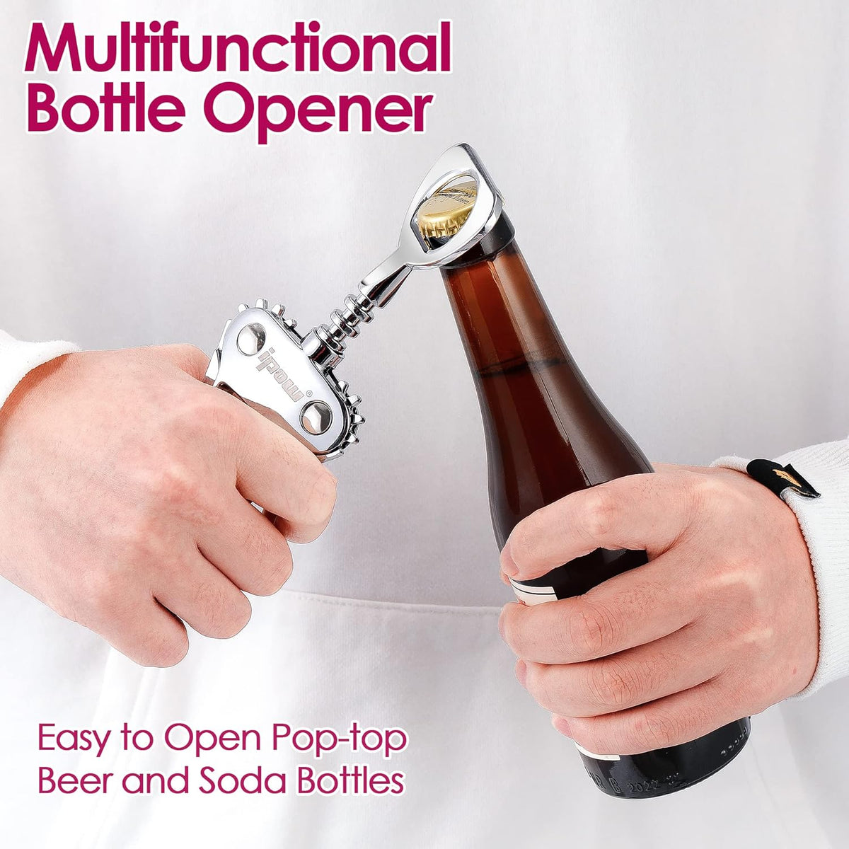 Wine Bottle Opener, Solid Zinc Alloy Corkscrew, Effortless Cork Removal